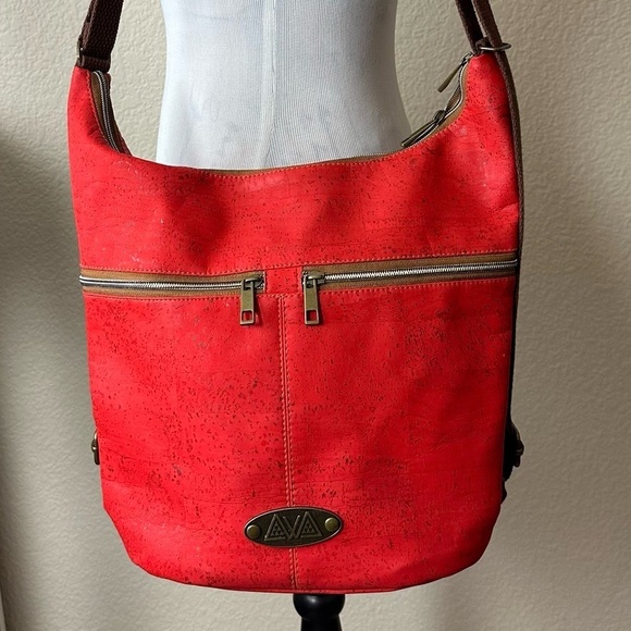 Sew Da Kine Handbag Cork Hawaiin Hobo Bag Bright Red Purse New - Picture 8 of 13